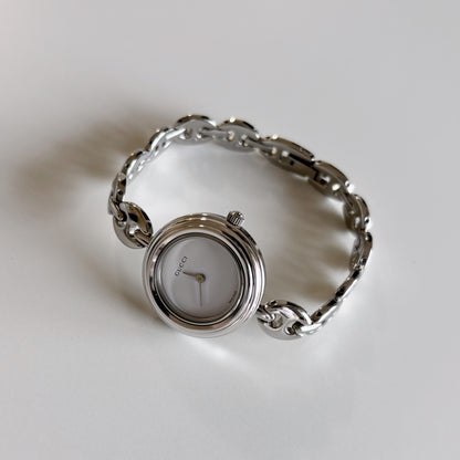 Gucci 1990s Interchangeable Bezel Stainless steel Chain Watch with 6 bezels, case (165mm)