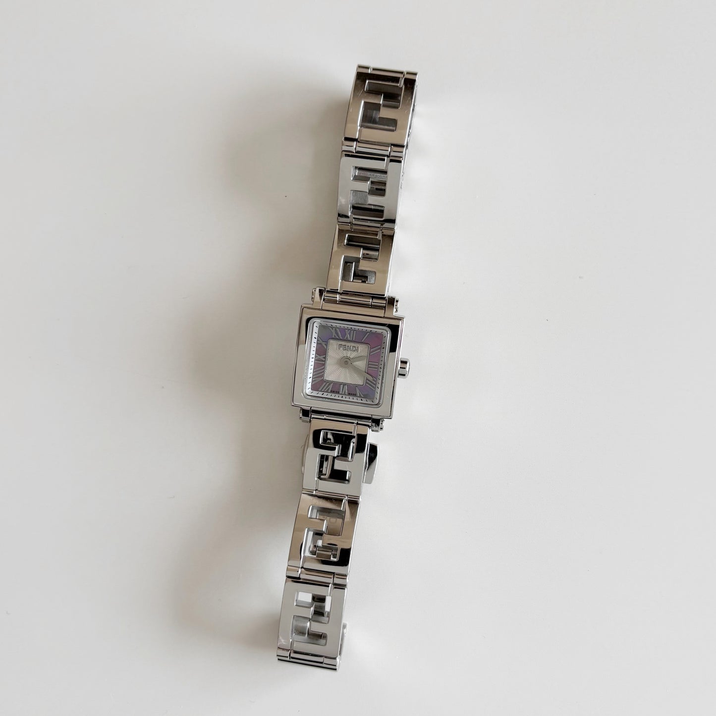 Fendi 1990s Seashell Square Dial Stainless steel Watch