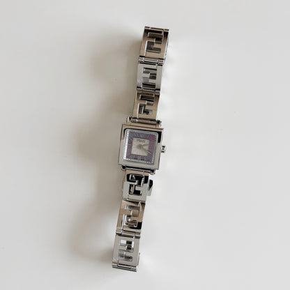 Fendi 1990s Seashell Square Dial Stainless steel Watch