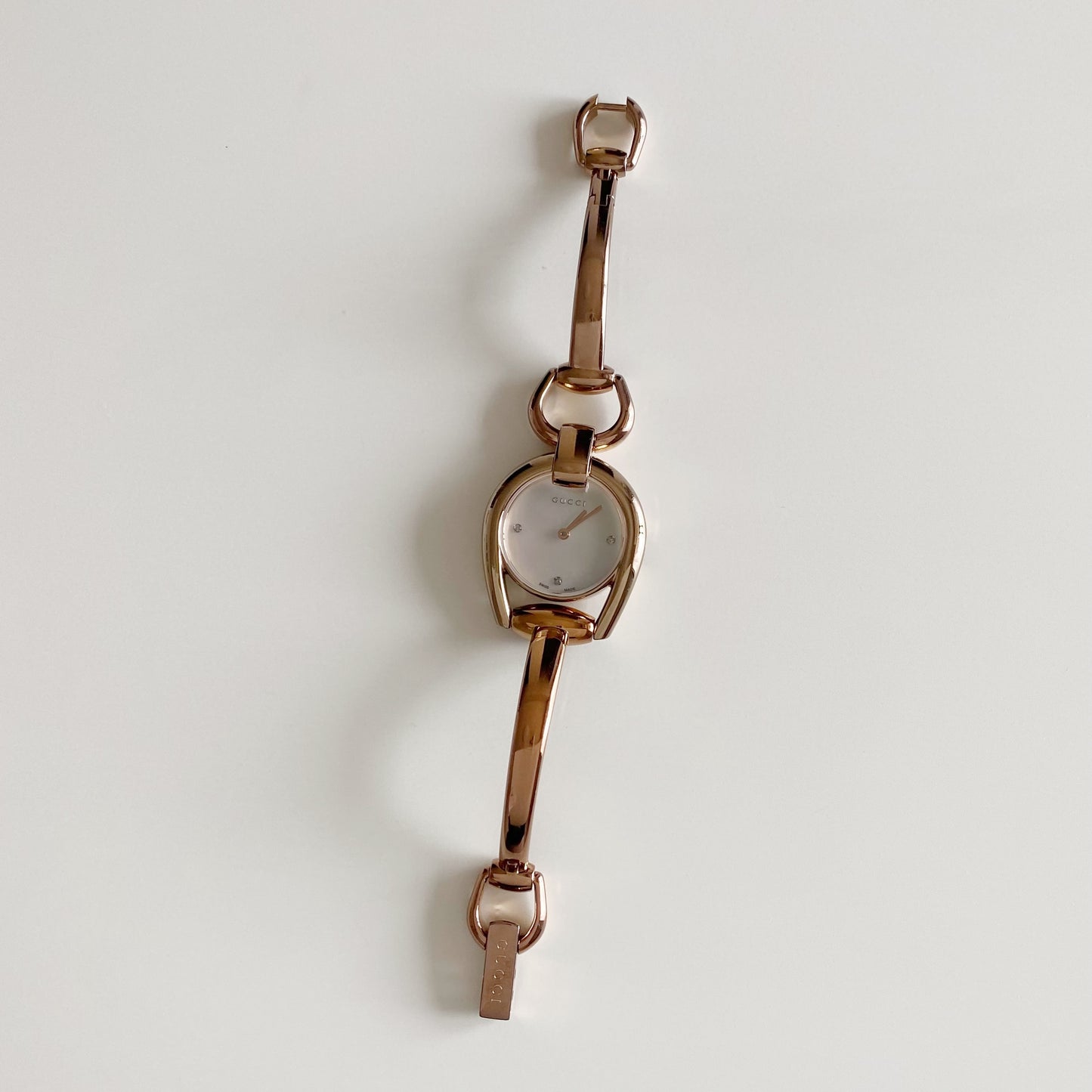 Gucci Early 2000s Seashell Dial Gold Plated Bangle Watch