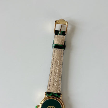 Gucci 1990s Date Round Dial Gold Plated Watch