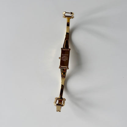 Gucci 1990s Seashell Dial Rectangular Gold-Plated Bangle Watch