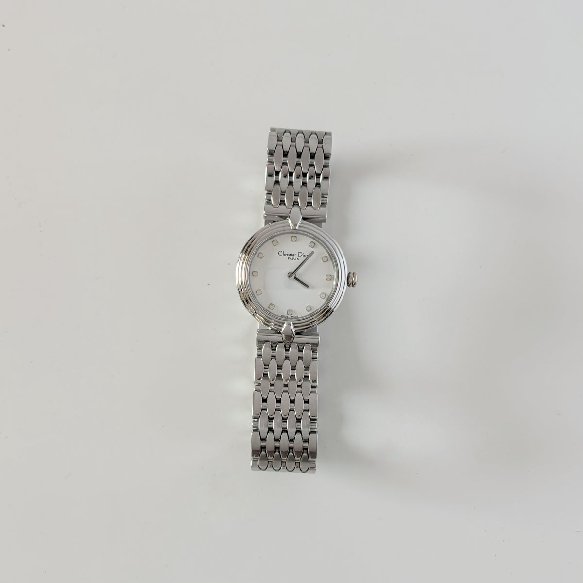 Dior 1990s Round Dial Stainless Steel Watch