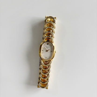 Dior 1990s Oval Gold Plated Watch