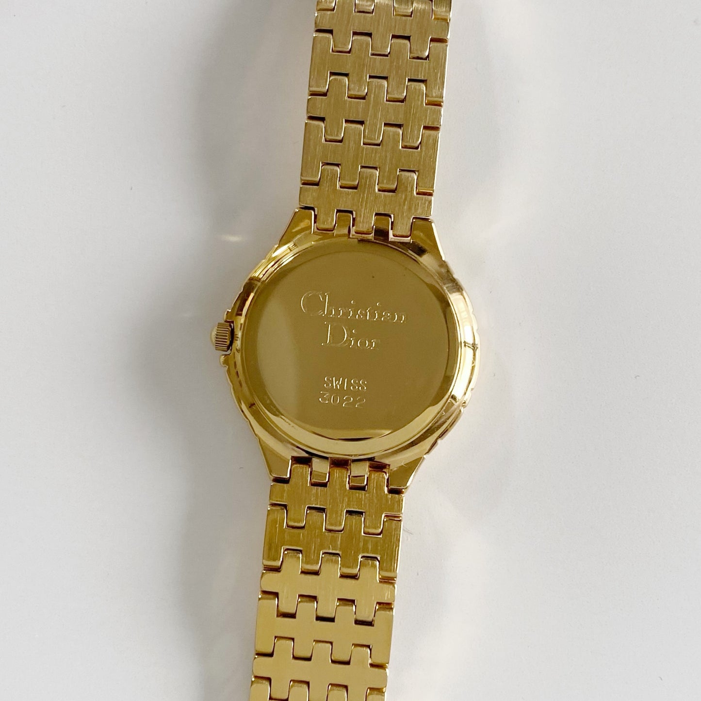Dior 1990s Date Round Dial Gold Plated Watch
