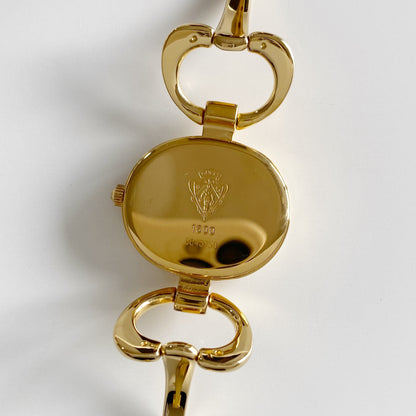 Gucci 1990s Black Dial Gold Plated Bangle Watch