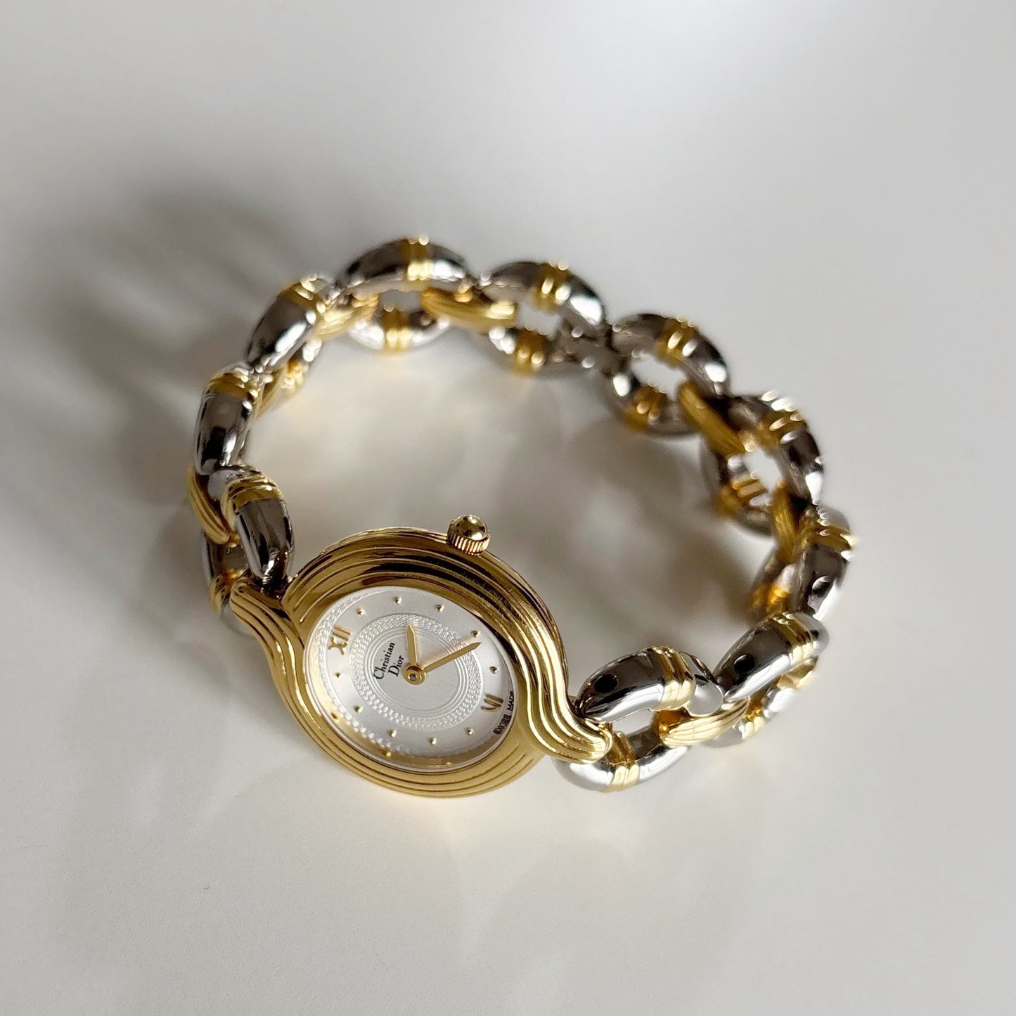 Dior 1990s Round Dial Two Tone Watch