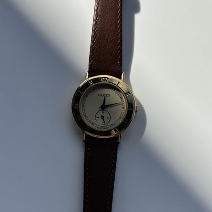 Gucci 1990s Sub second Round Dial Watch