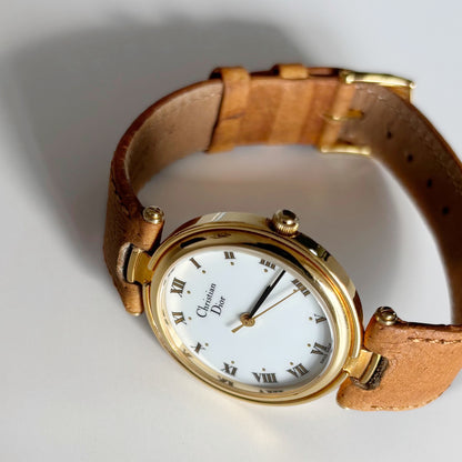 Dior 1990s Round Dial Gold Plated Watch (Large)
