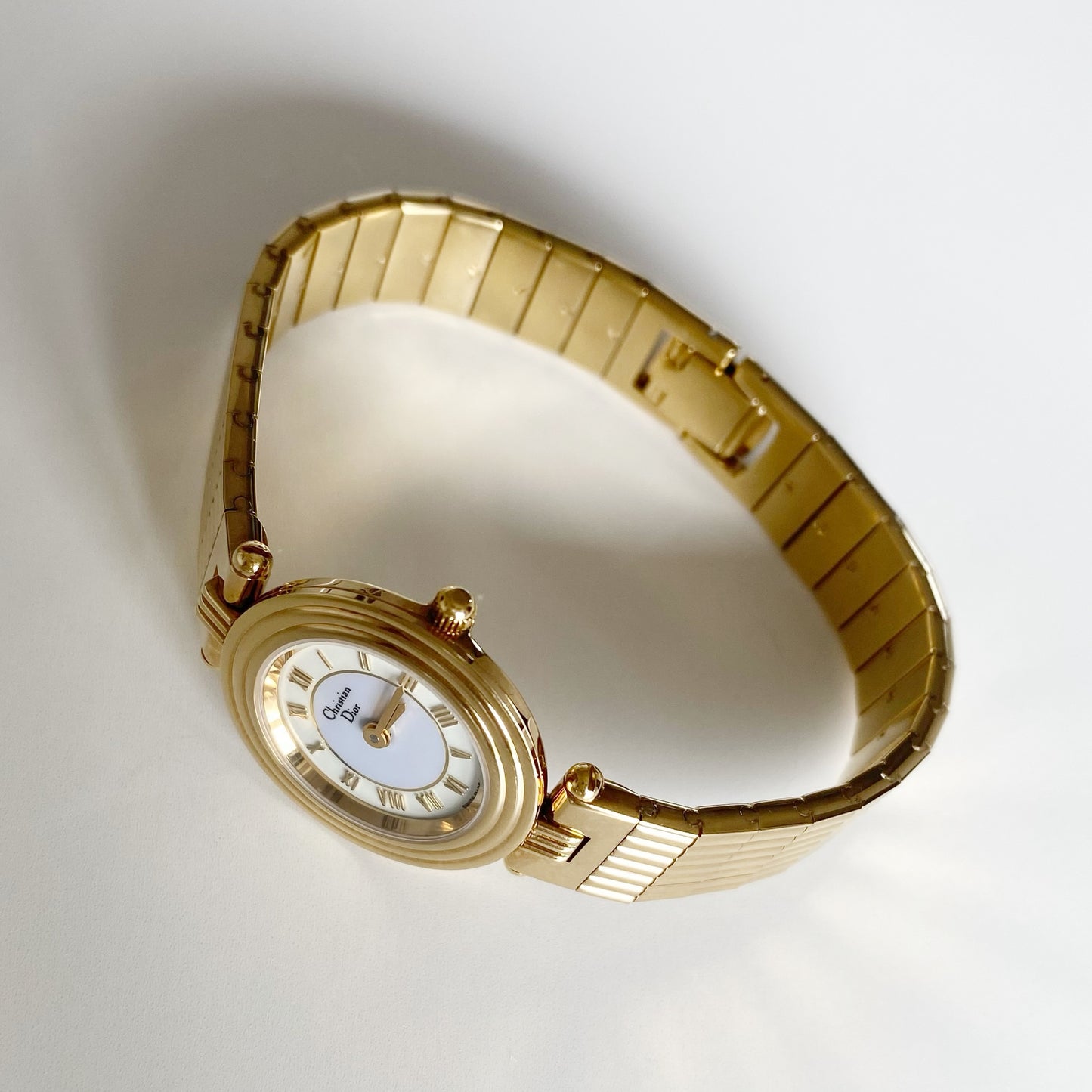 Dior 1990s Round Dial Gold Plated Watch