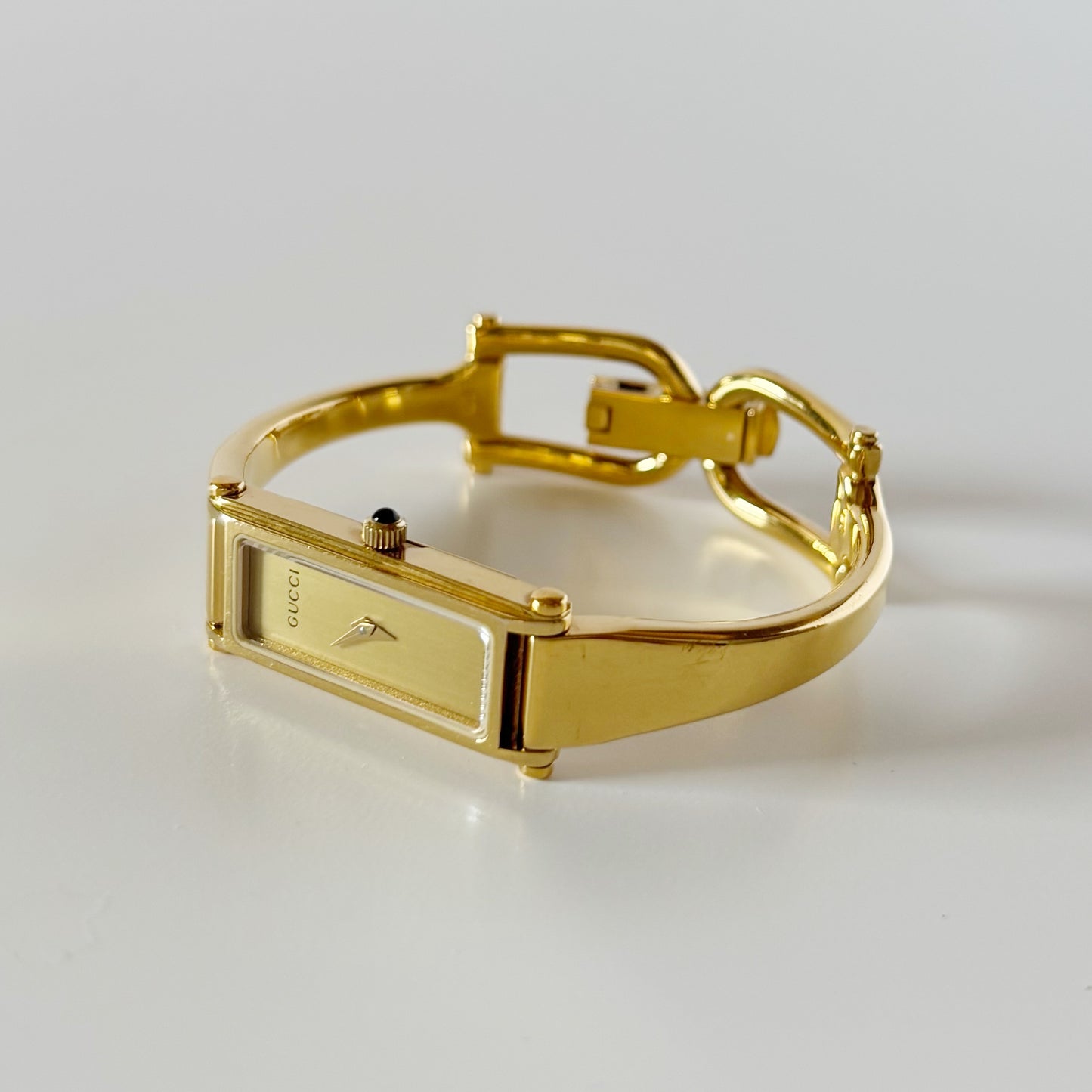 Gucci 1990s Gold Dial Gold Plated Bangle Watch (Small)