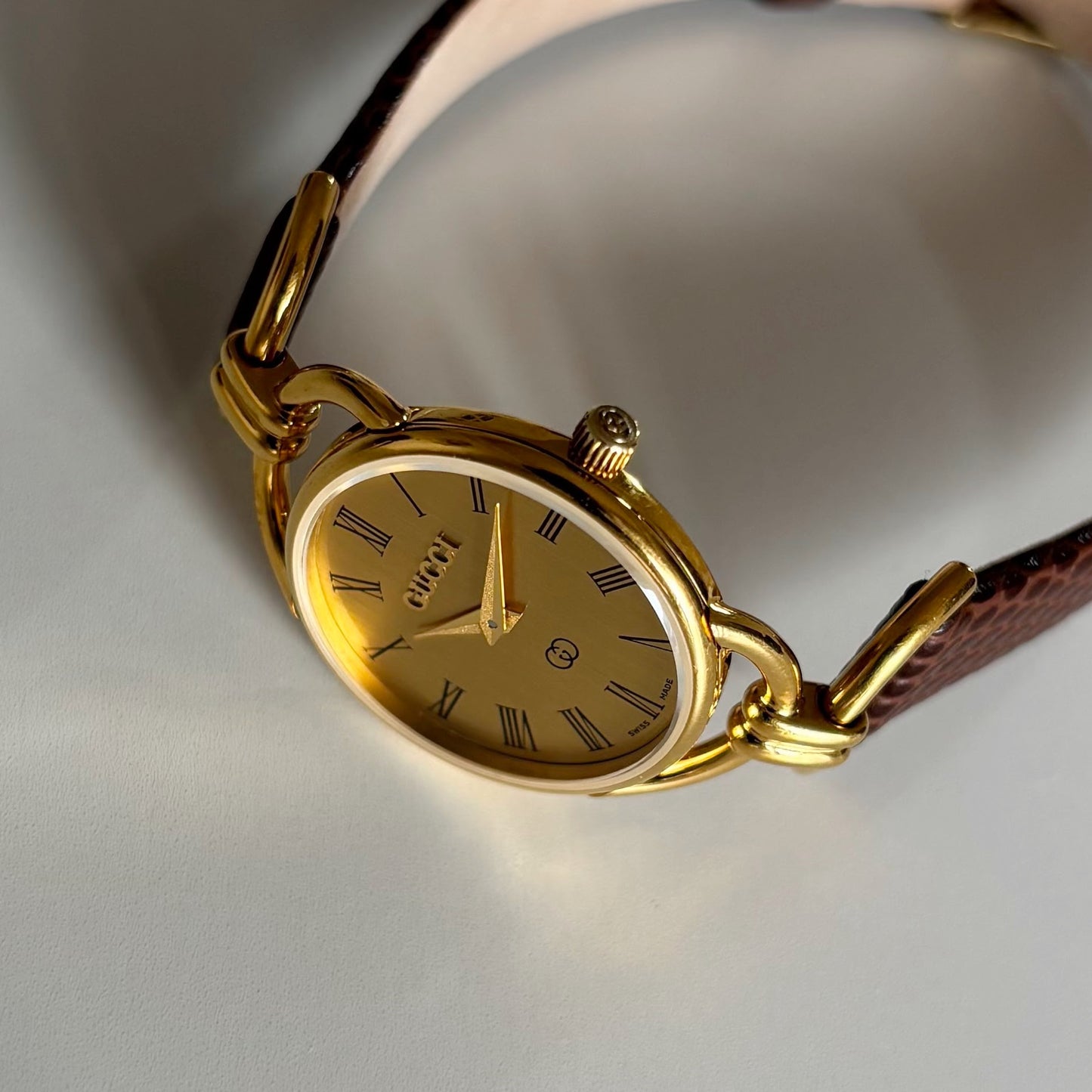 Gucci 1990s Gold Dial Gold Plated Horsebit Watch