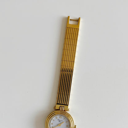 Dior 1990s Round Dial Gold Plated Watch