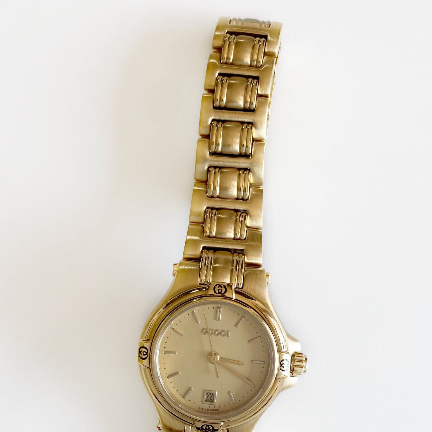 Gucci 1990s Date Gold Plated Watch