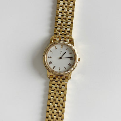 Yves Saint Laurent 1990s Round Dial Gold Plated Watch (Large)