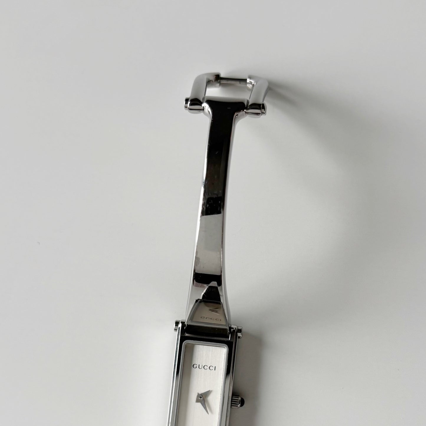 Gucci 1990s Rectangular Dial Stainless steel Bangle Watch