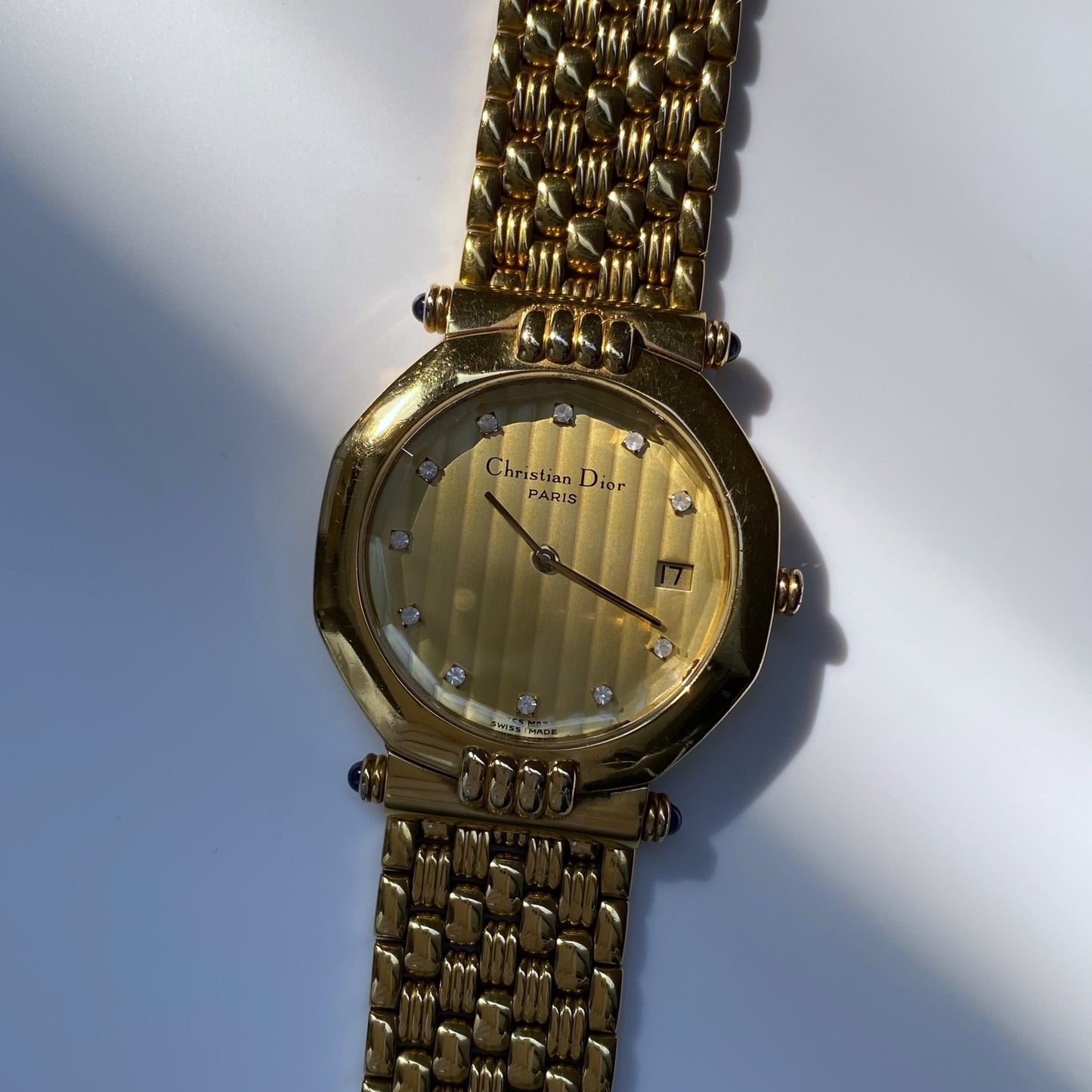 Dior 1990s Octagon Gold Plated Watch