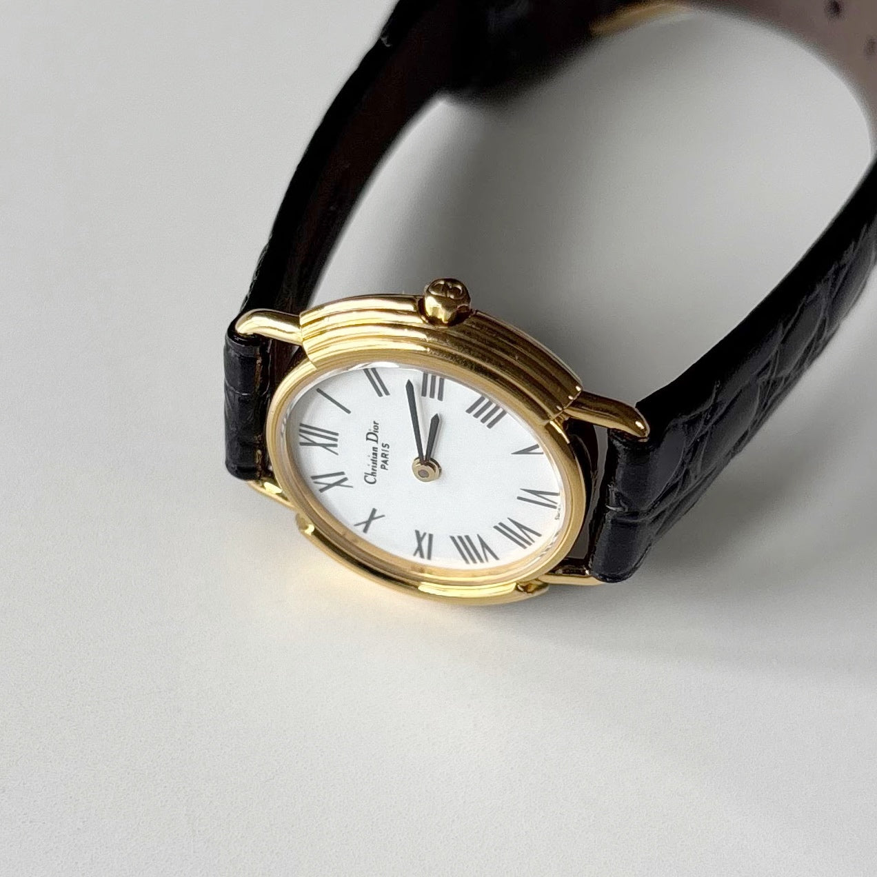Dior 1990s Round Dial Gold Plated Watch
