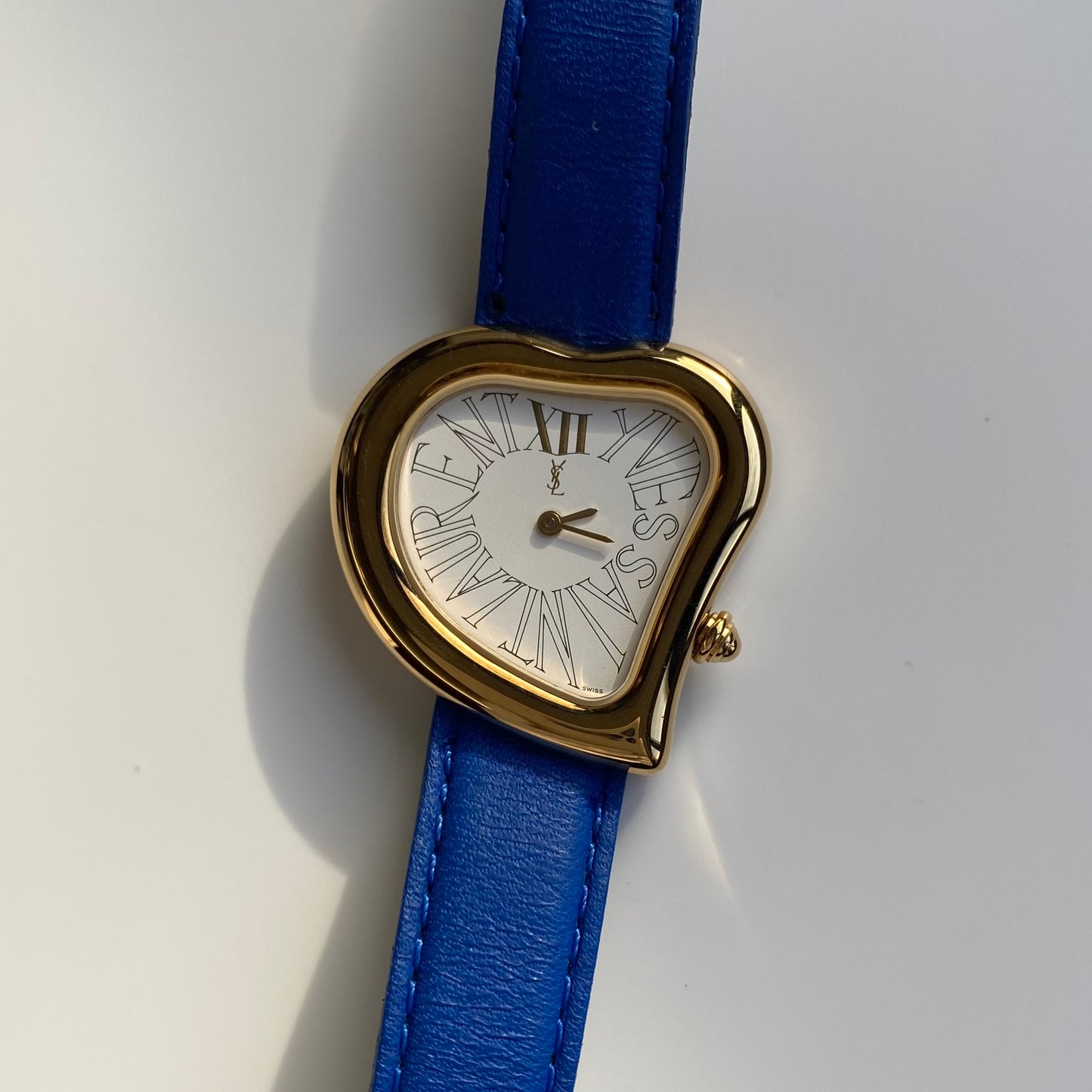 Yves Saint Laurent 1990s Heart Shaped Dial Gold Plated Watch