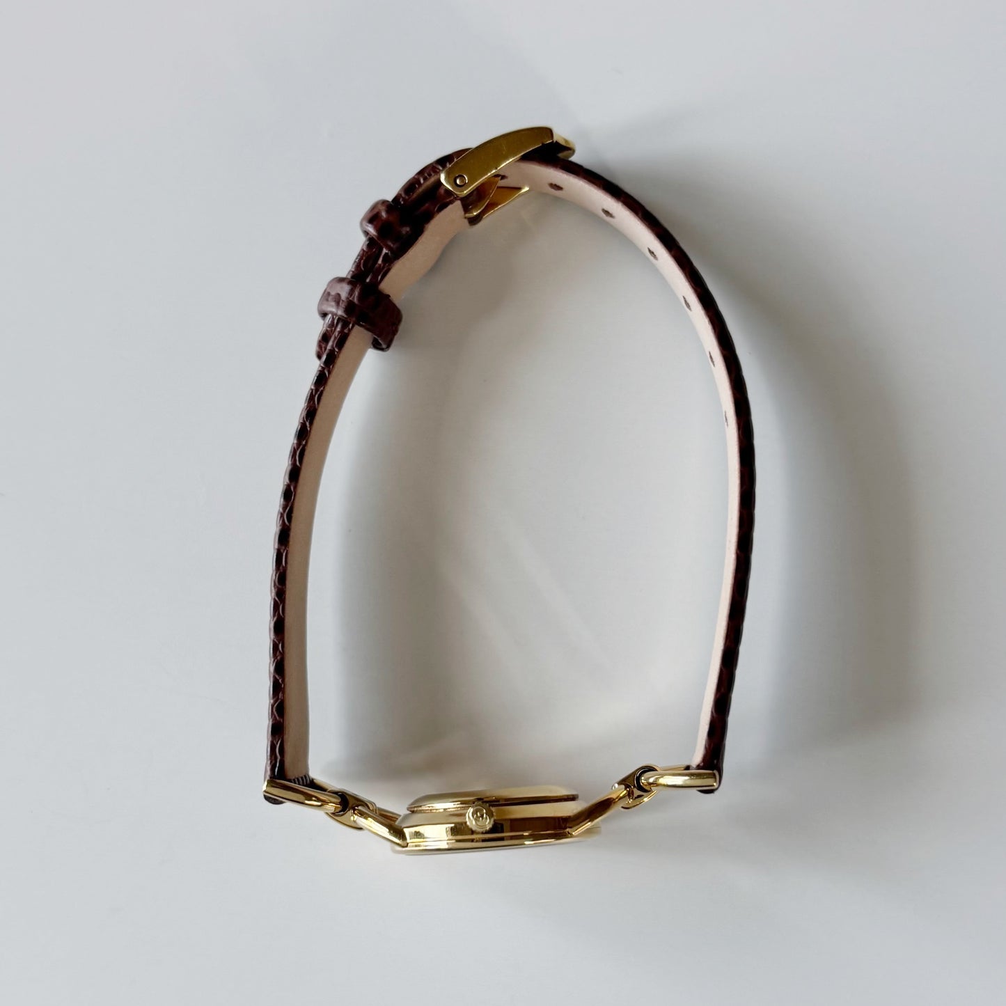 Gucci 1990s Round Dial Horsebit Gold Plated Watch