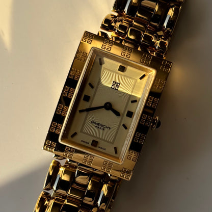 Givenchy 1990s Tank Gold Plated Watch (Large)