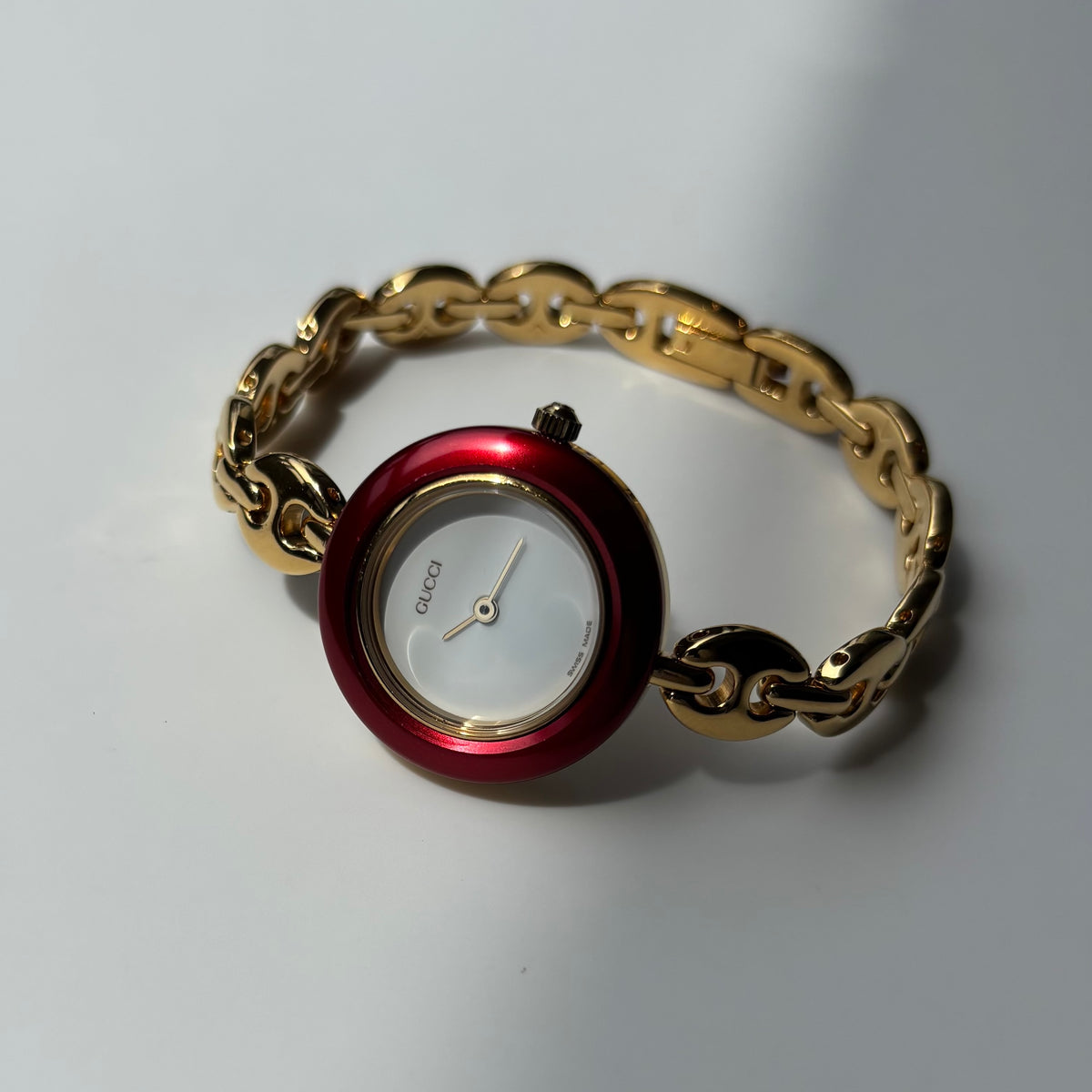Gucci 1990s Interchangeable Bezel Gold Plated Chain Watch with 6 bezels, case (165mm)