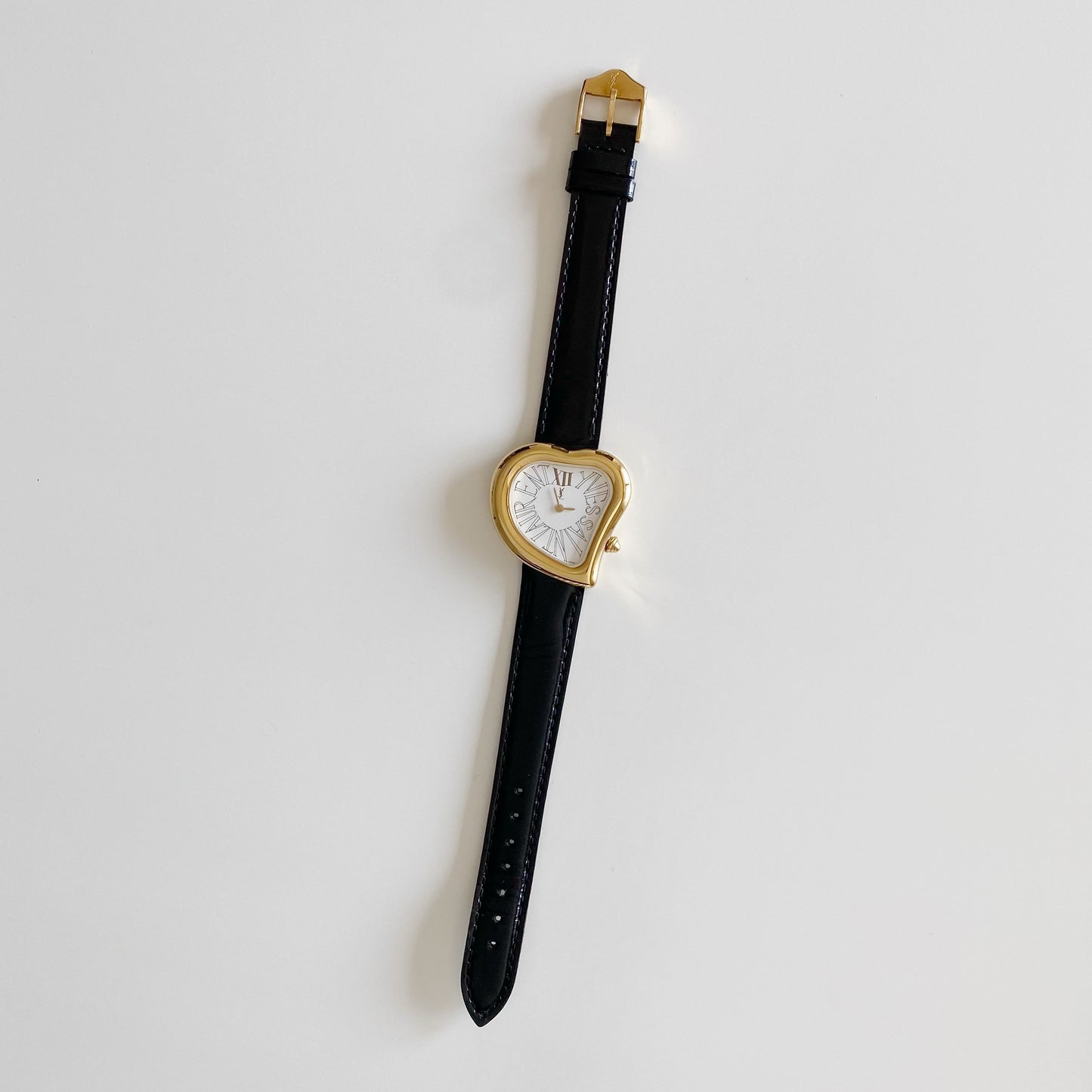 Yves Saint Laurent 1990s Heart Shaped Gold Plated Watch