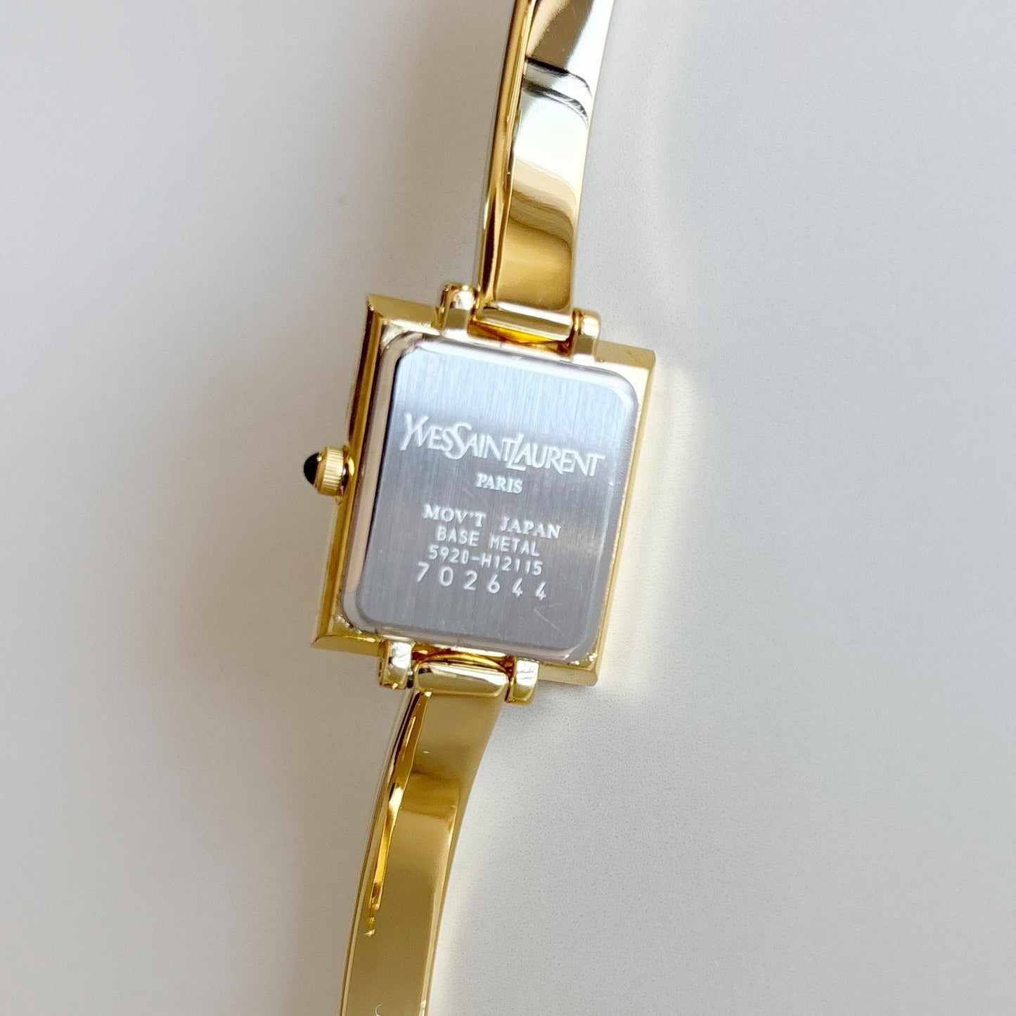 Yves Saint Laurent 1990s Green Dial Gold Plated Bangle Watch