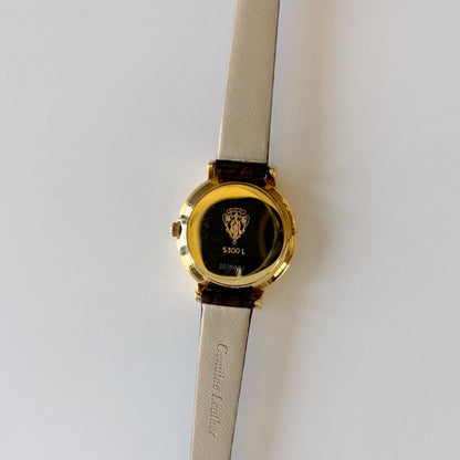 Gucci 1990s Seashell Round Dial Gold Plated Watch