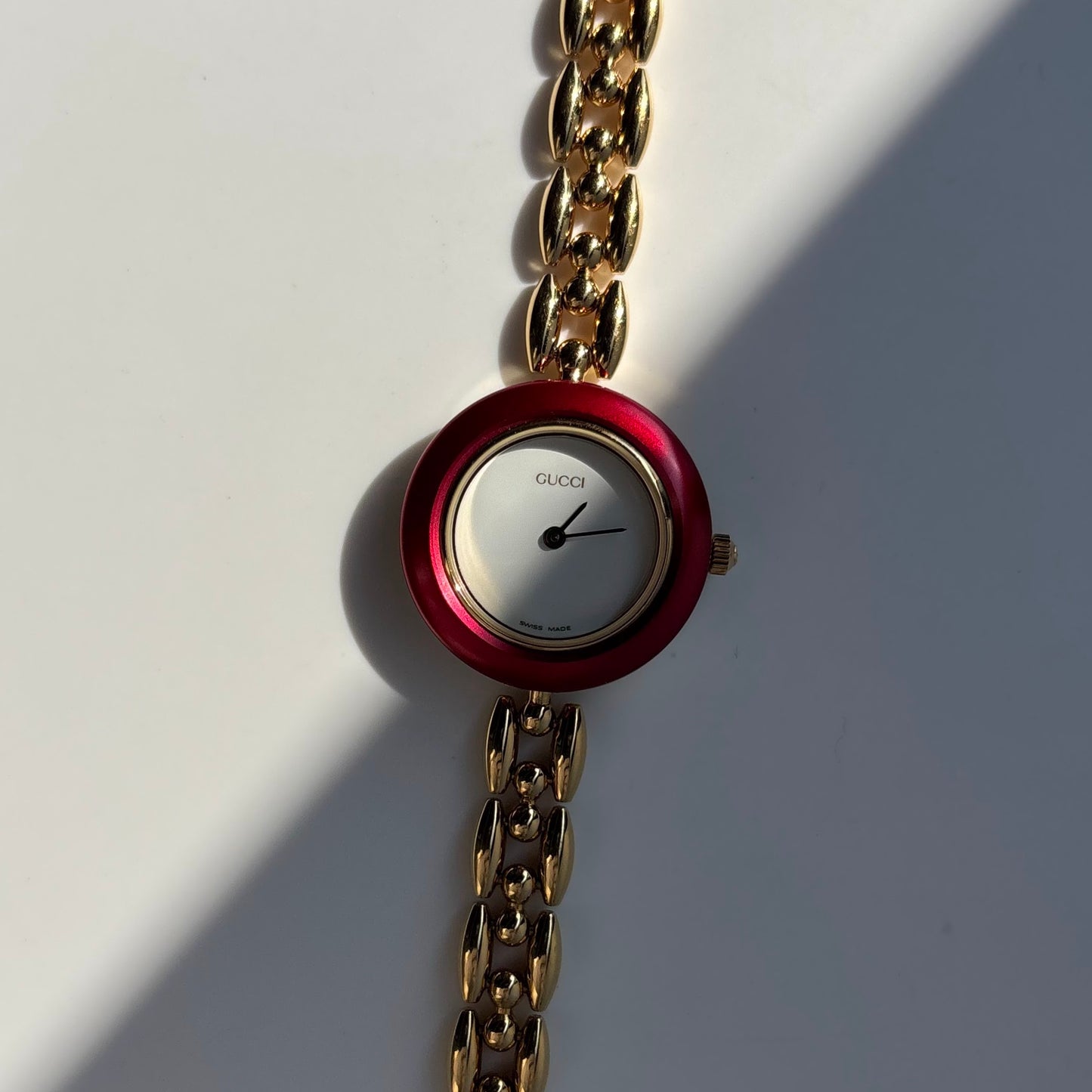 Gucci 1990s Interchangeable Bezel Gold Plated Watch with 6 bezels, case (165mm)
