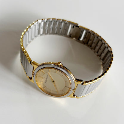 Yves Saint Laurent 1990s Round Dial Two Tone Watch (Large)