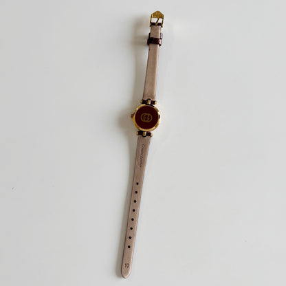 Gucci 1990s Round Gold Dial Gold Plated Watch