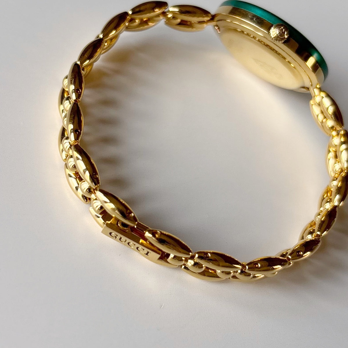 Gucci 1990s Interchangeable Bezel Gold Plated Rice Chain Watch with 6 bezels, case (160mm)