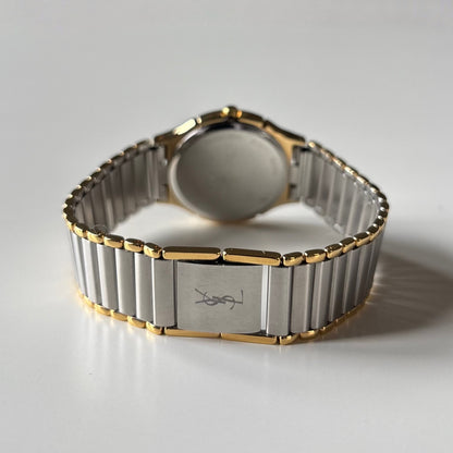 Yves Saint Laurent 1990s Round Dial Two Tone Gold Plated Watch (Large)