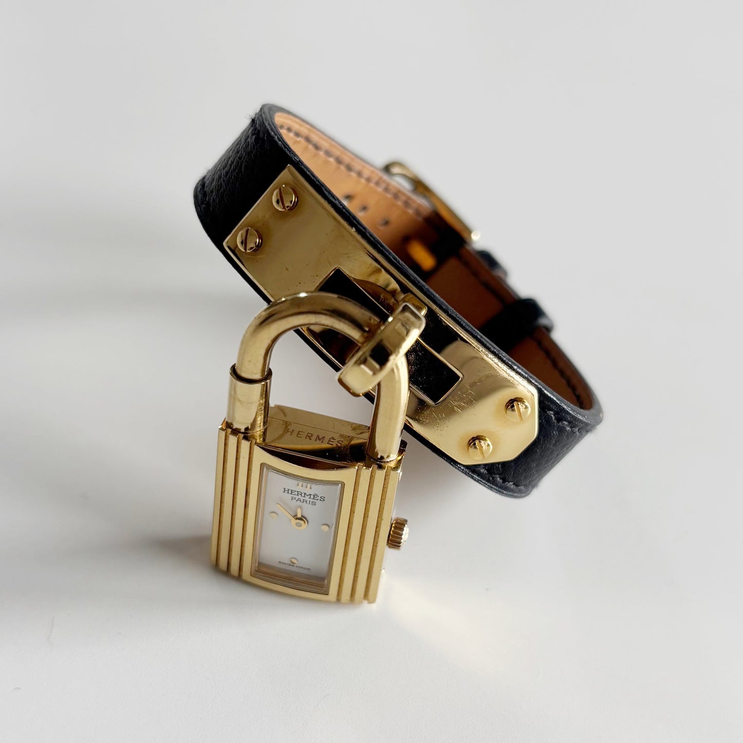 Hermes 1990s Kelly Gold Plated Watch