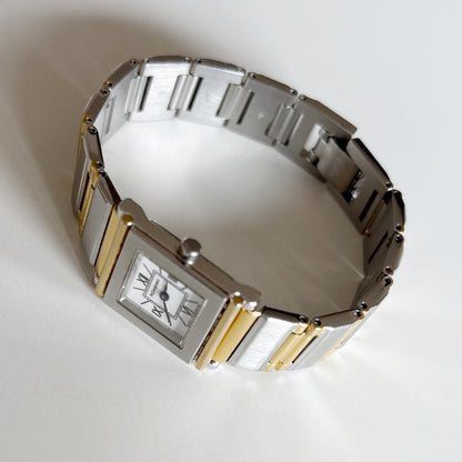 Yves Saint Laurent 1990s Square Dial Two Tone Watch