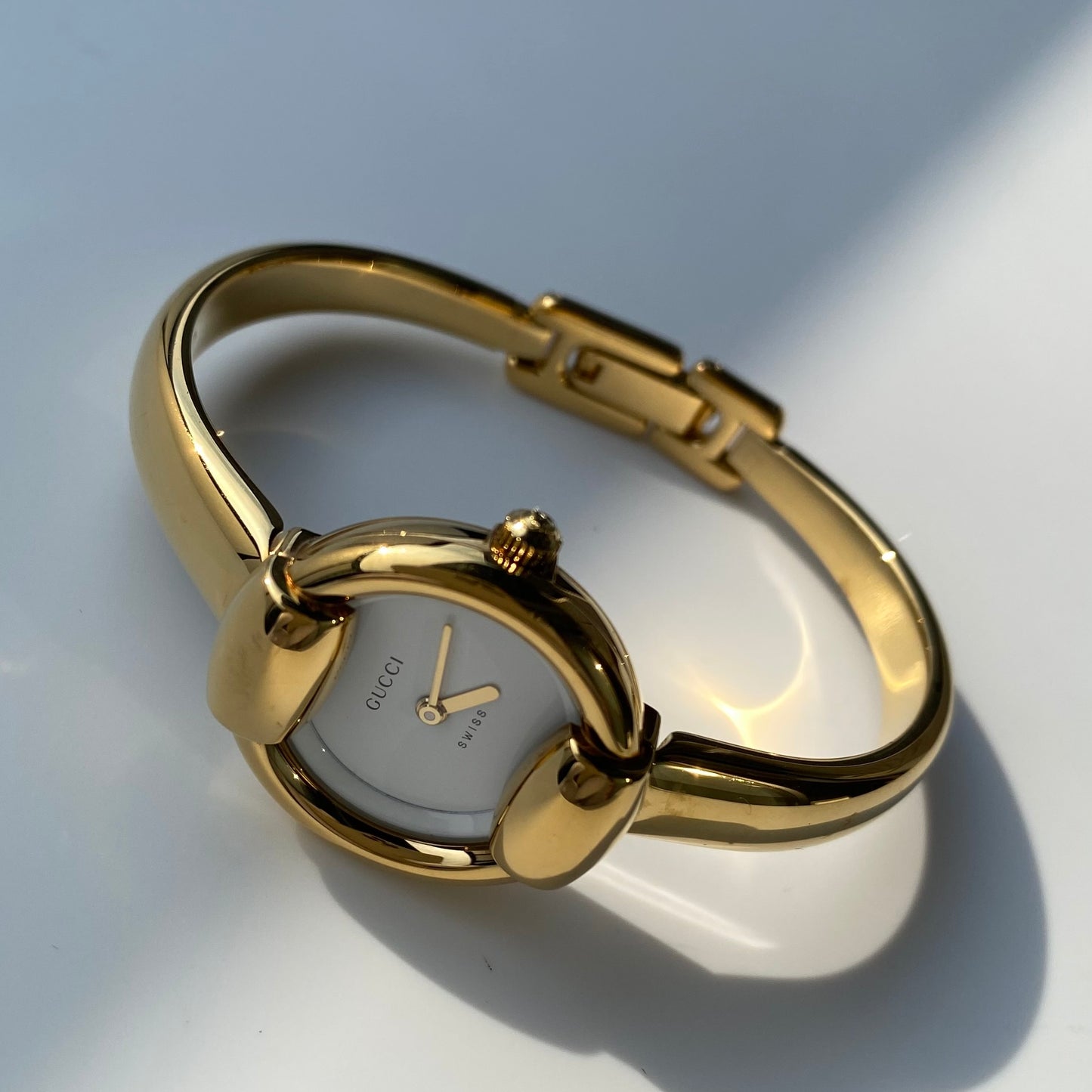 Gucci 1990s Gold Plated Bangle Watch