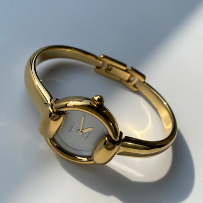 Gucci 1990s Gold Plated Bangle Watch