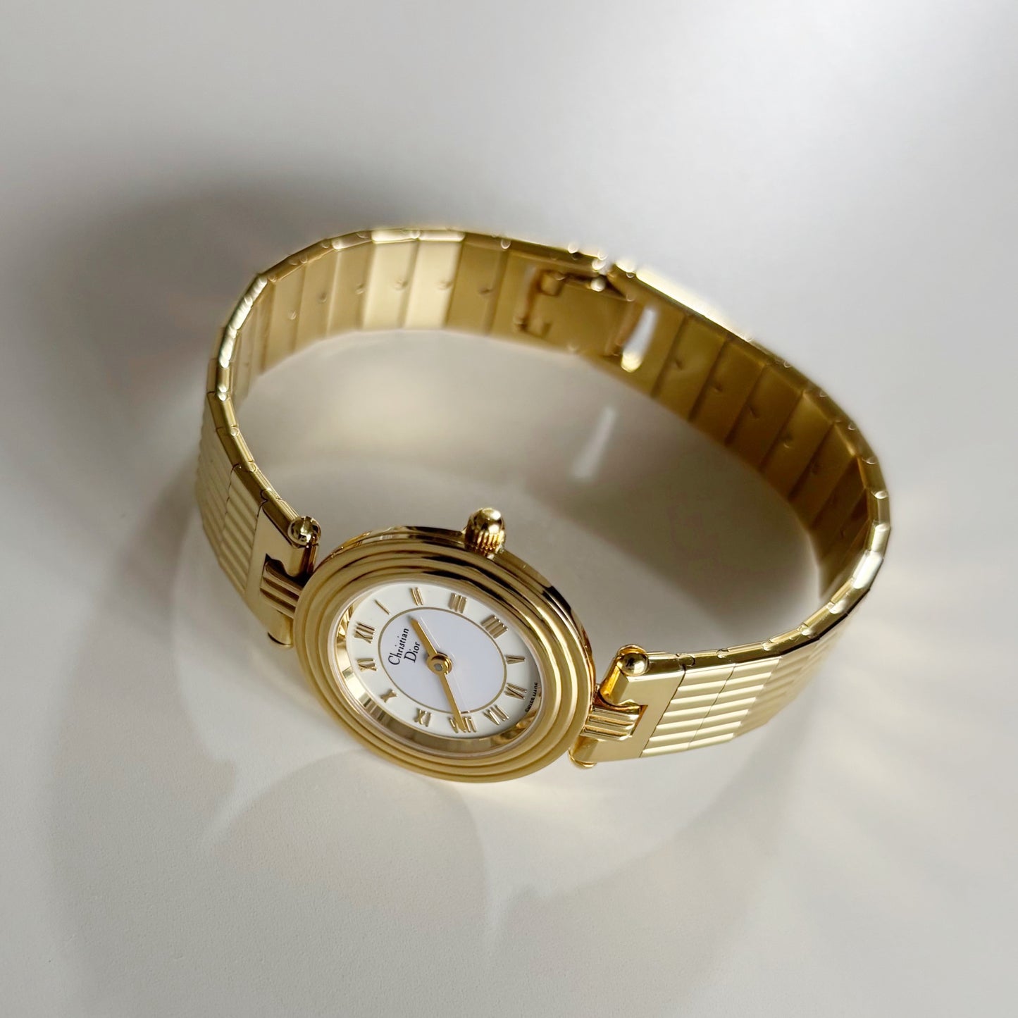 Dior 1990s Round Dial Gold Plated Watch