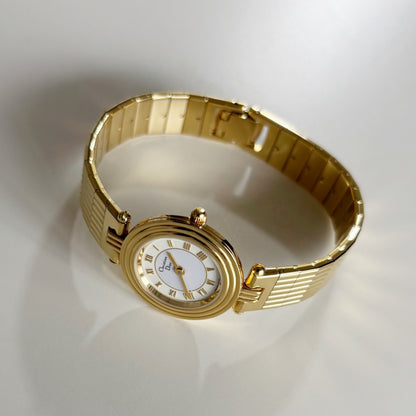 Dior 1990s Round Dial Gold Plated Watch