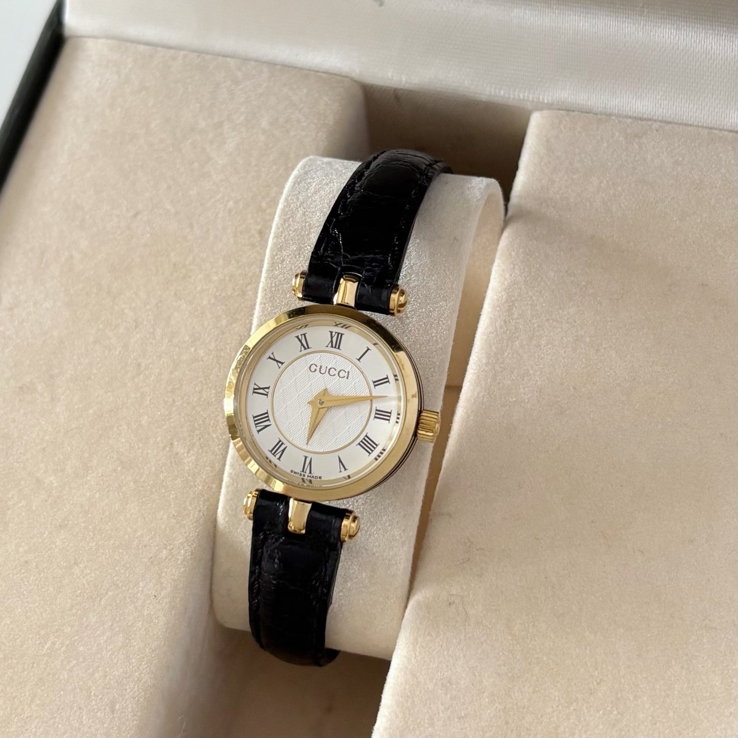 Gucci 1990s Gold Plated Round Watch