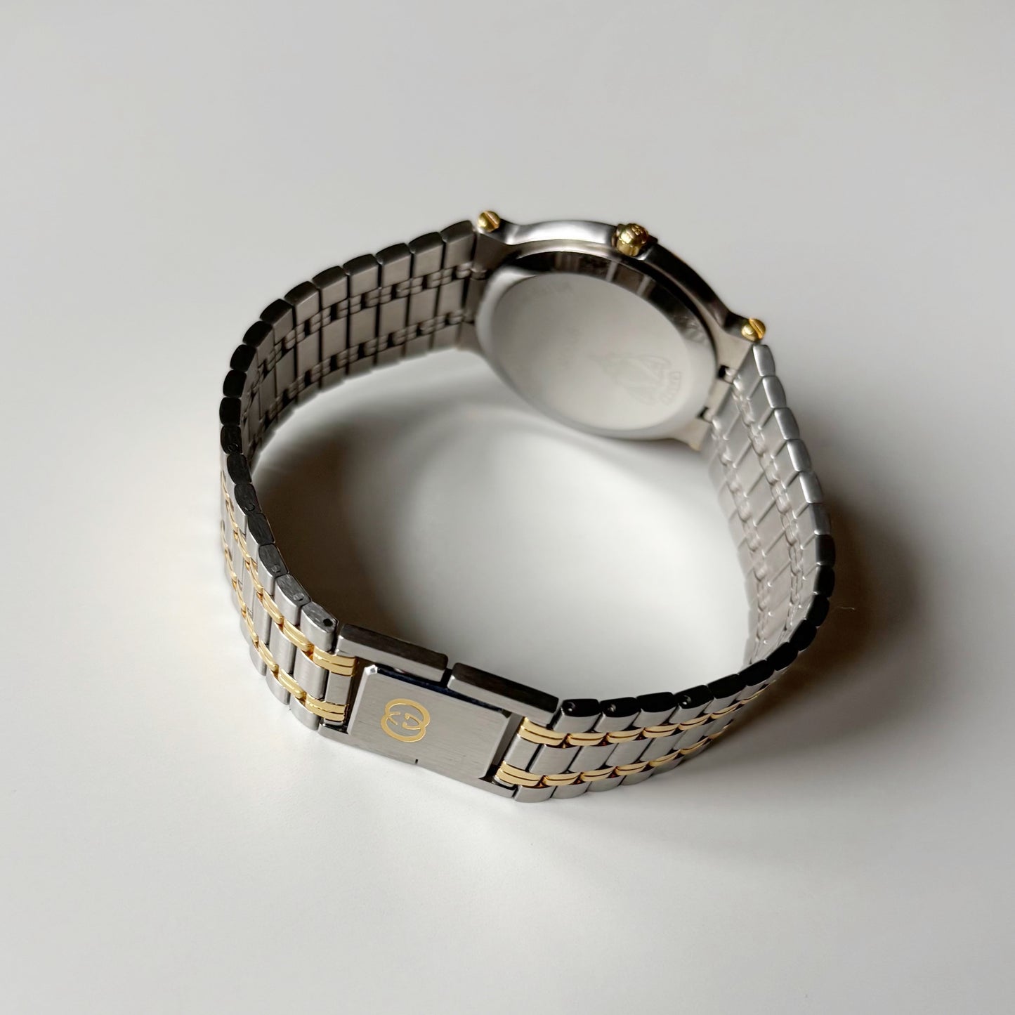 Gucci 1990s Round Dial Two Tone Gold Plated Watch (Large)