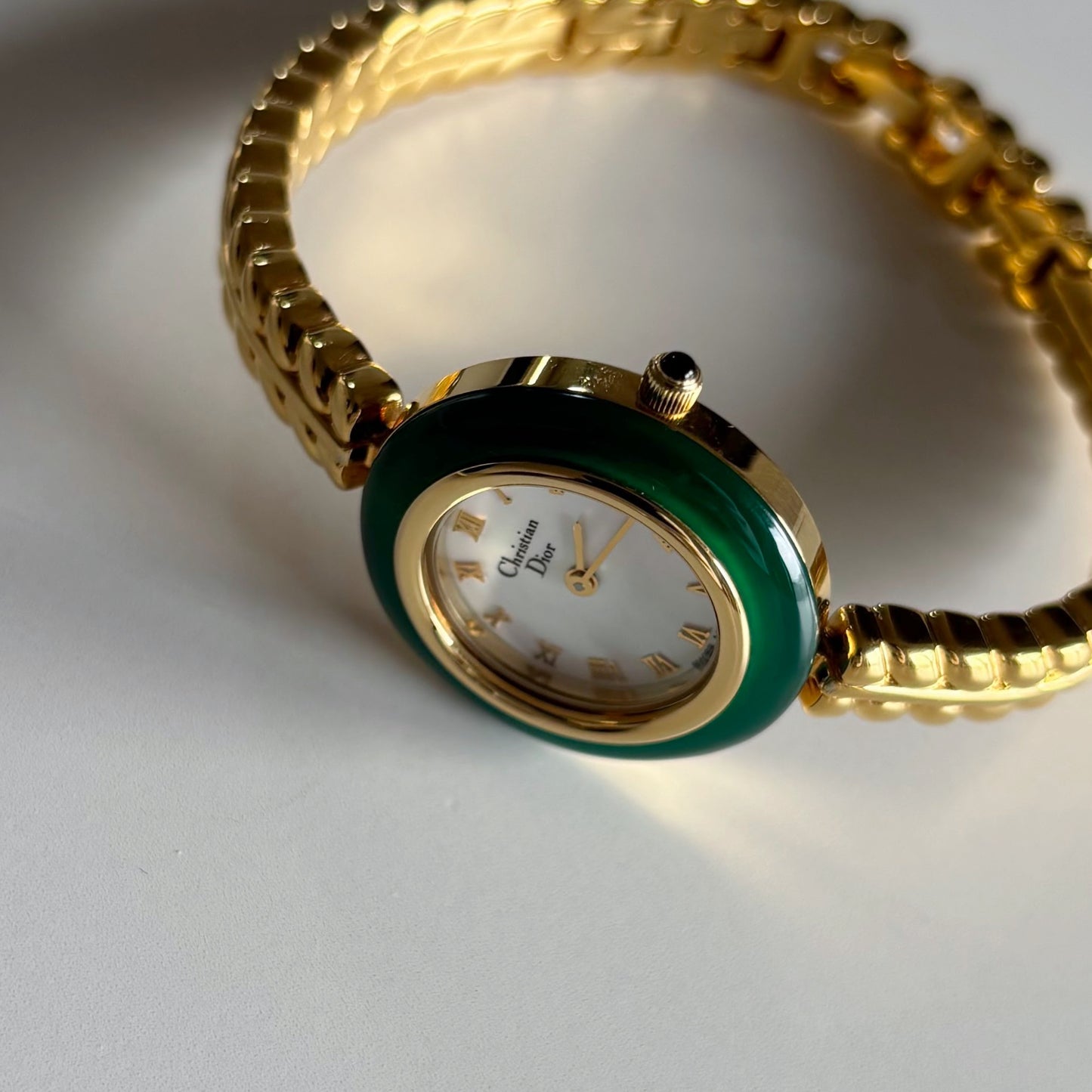 Dior 1990s Interchangeable Bezel Gold Plated Watch with 3 bezels