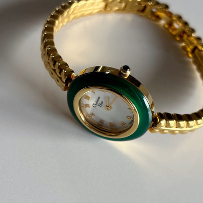 Dior 1990s Interchangeable Bezel Gold Plated Watch with 3 bezels