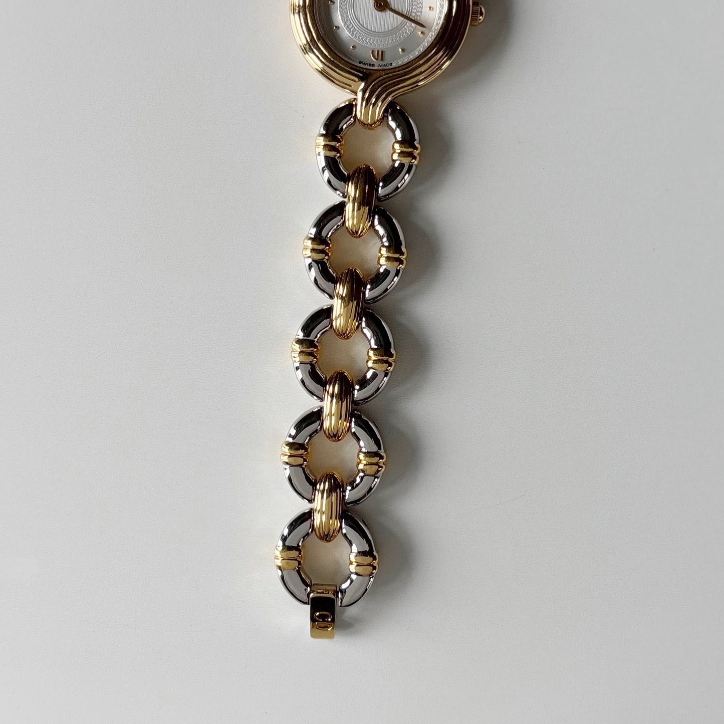 Dior 1990s Interchangeable Strap Round Dial Gold Plated Two Tone Watch with 3 straps, case