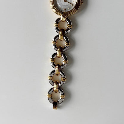 Dior 1990s Interchangeable Strap Round Dial Gold Plated Two Tone Watch with 3 straps, case