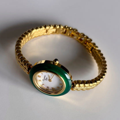 Dior 1990s Interchangeable Bezel Gold Plated Watch with 3 bezels