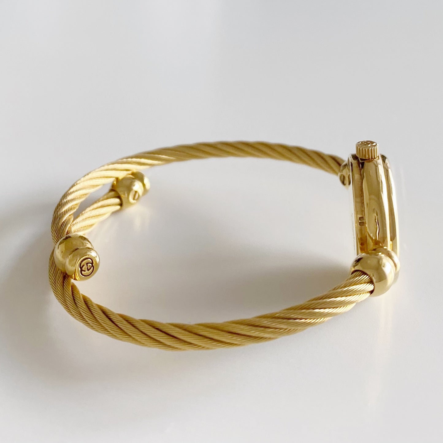 Gucci 1990s Black Dial Gold Plated Bangle Watch