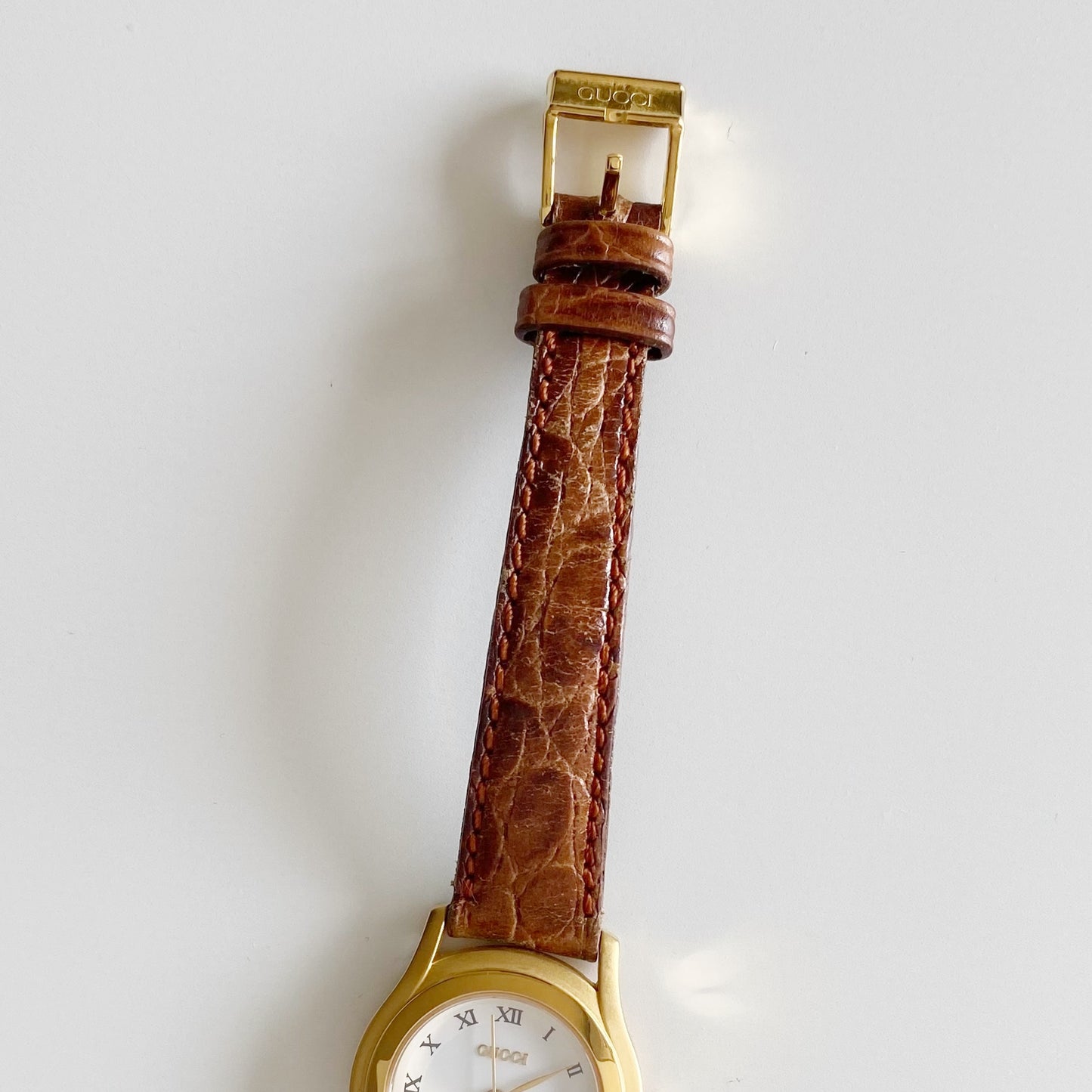 Gucci 1990s Date Gold Plated Round Watch