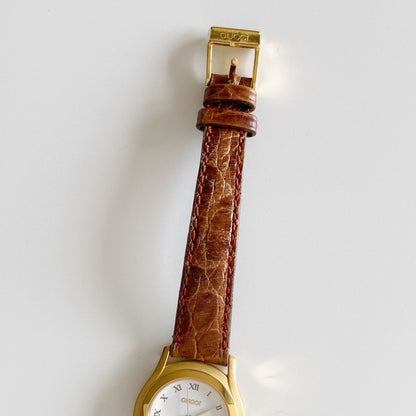 Gucci 1990s Date Gold Plated Round Watch